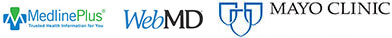 Logos of MedlinePlus, Mayo Clinic and WebMD