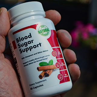 Blood Sugar Support Bottle in Hand