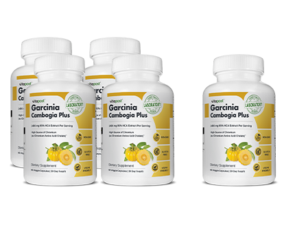 5 Bottles Of Garcinia Cambogia Plus With Printed Details
