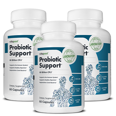 Finely Printed Bottles of Probiotic Support